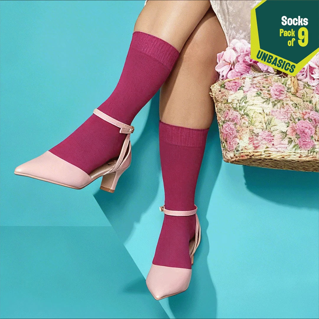Bold Expression! Unisex Socks, 100% Organic Cotton, Crew Length, Pack of 9