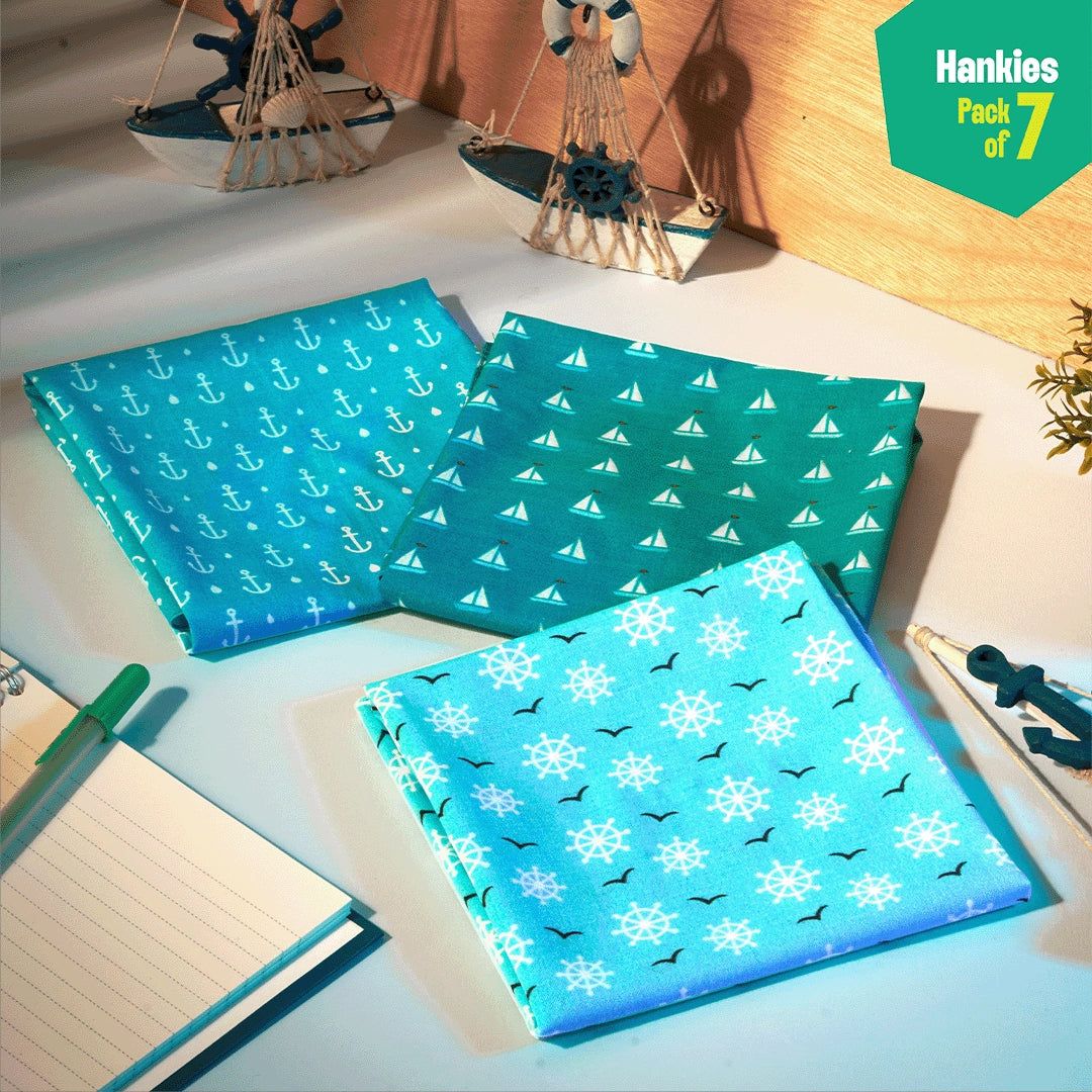 Vitamin Sea! Unisex Hankies, 100% Organic Cotton, Pack of 7