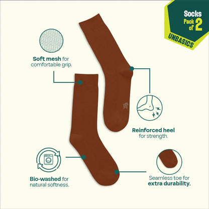 Midnight Espresso! Unisex Socks, 100% Organic Cotton, Crew Length, Pack of 2