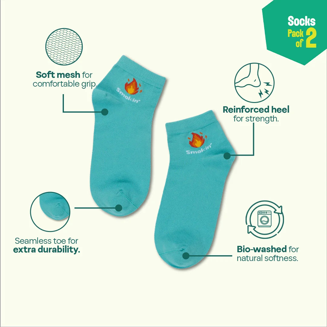 Flirt Alert! Unisex Socks, 100% Organic Cotton, High Ankle Length, Pack of 2