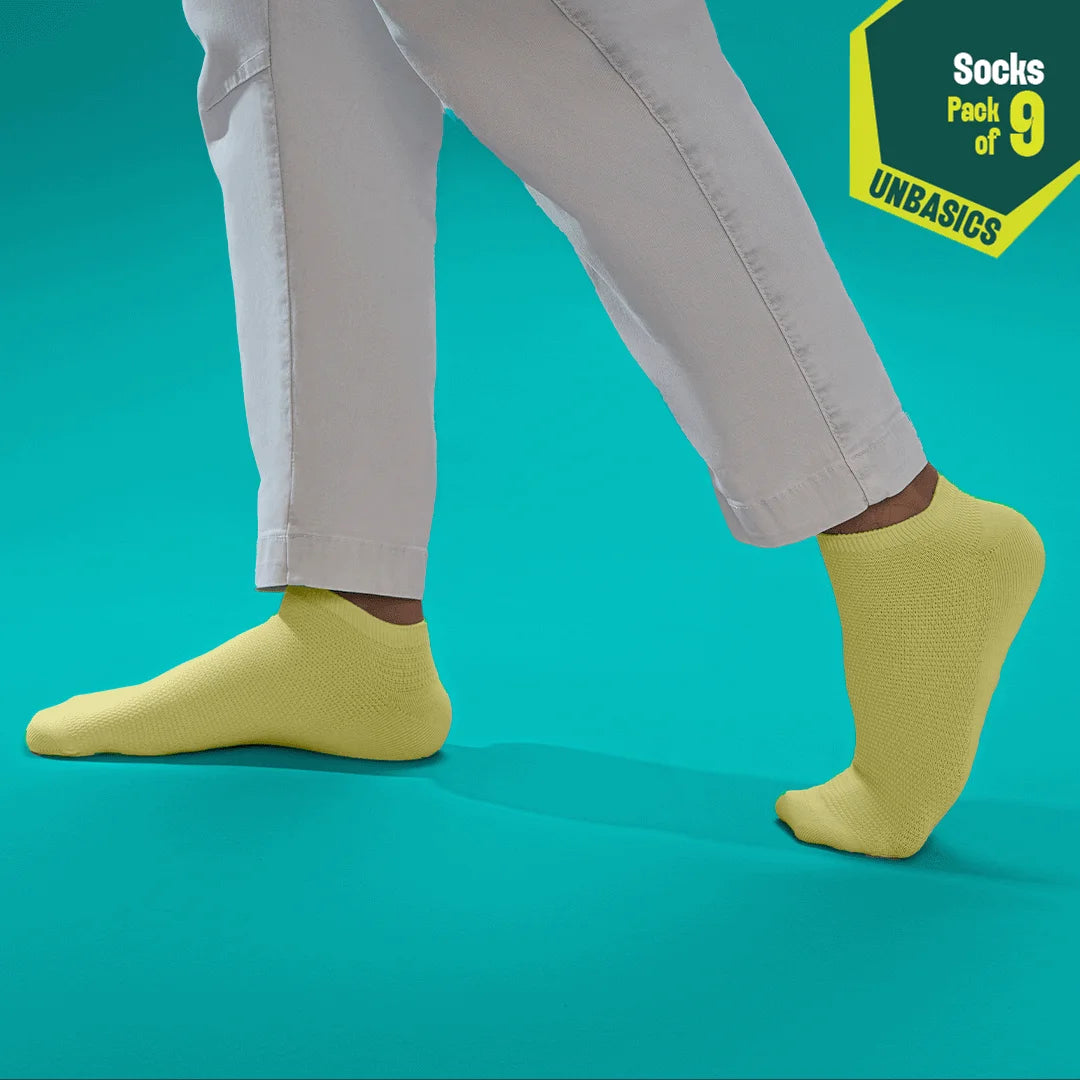 Pastel Spring! Unisex Socks, 100% Organic Cotton, Ankle Length, Pack of 9