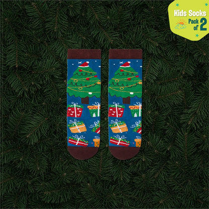 Jingle All The Way! Unisex Kid's Socks, 100% Bamboo, Crew Length, Pack of 2