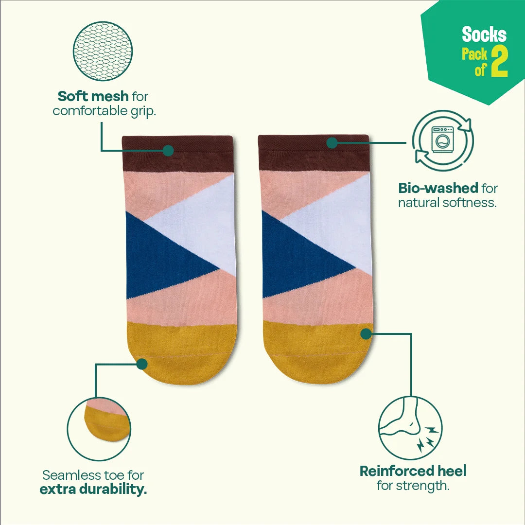 Color Pop Story! Unisex Socks, 100% Organic Cotton,  Ankle Length, Pack of 5