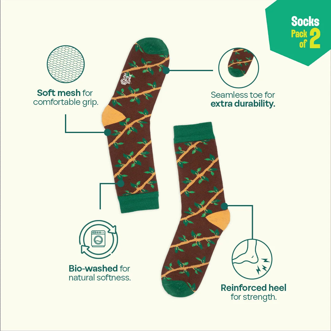 Sensing A Pattern! Unisex Socks, 100% Organic Cotton, Crew Length, Pack of 2
