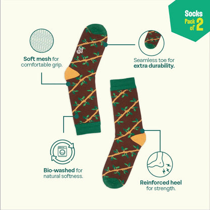 Sensing A Pattern! Unisex Socks, 100% Organic Cotton, Crew Length, Pack of 2