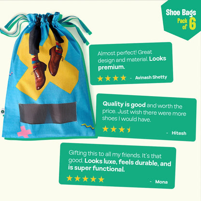 Shoe Bizz! Shoe Bags, 100% Organic Cotton, Pack of 6