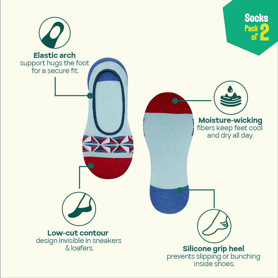 Art-Attacks! Unisex Socks, 100% Organic Cotton, No Show, Pack of 2