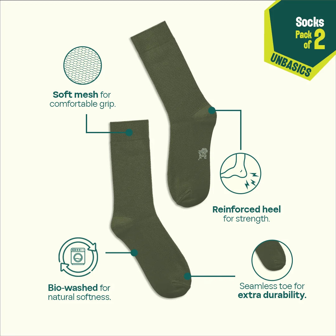 Urban Groove! Unisex Socks, 100% Organic Cotton, Crew Length, Pack of 2