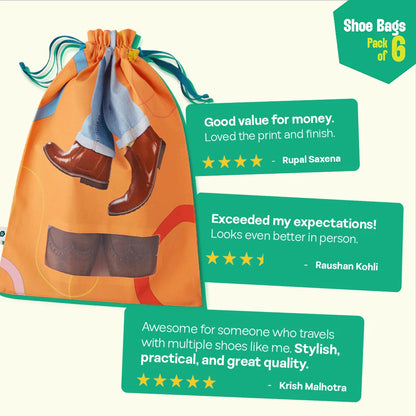 Shoe-topia! Shoe Bags, 100% Organic Cotton, Pack of 6