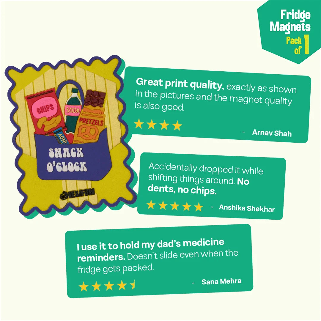 Snack O’ Clock! Fridge Magnets, Pack of 1