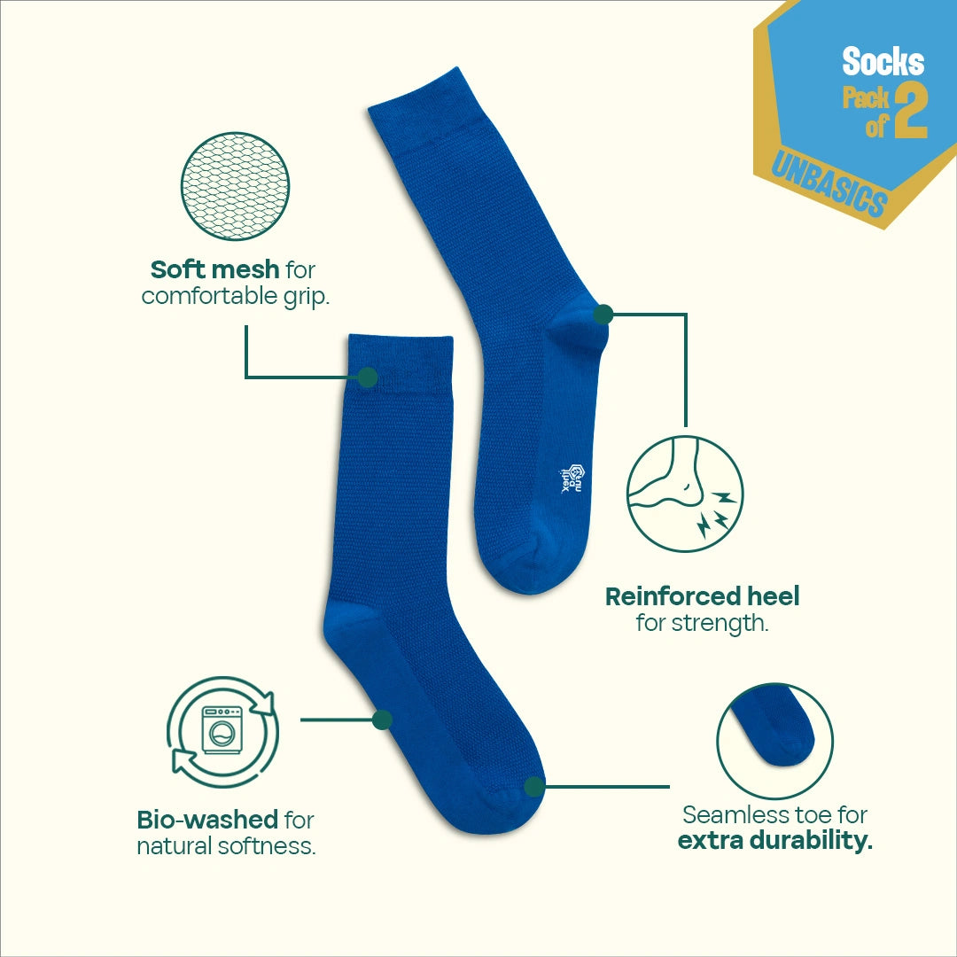 Three Stars! Unisex Socks, 100% Organic Cotton, Crew Length, Pack of 2