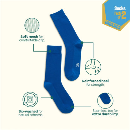 Three Stars! Unisex Socks, 100% Organic Cotton, Crew Length, Pack of 2