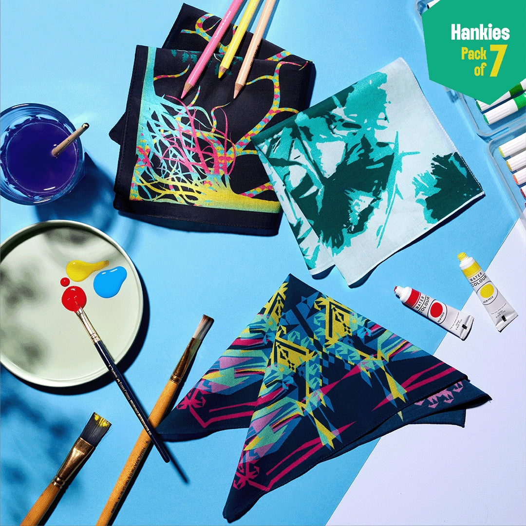 Abstract Mania! Unisex Hankies, 100% Organic Cotton, Pack of 7