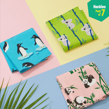 Wagging Tails! Unisex Hankies, 100% Organic Cotton, Pack of 7