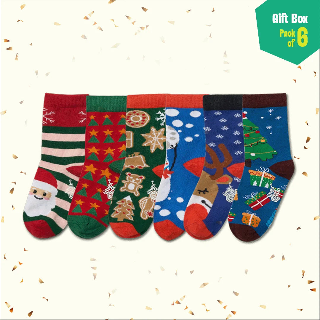Lil'toe Ticklers! Unisex Kid's Socks, 100% Bamboo, Crew Length, Gift Box of 6