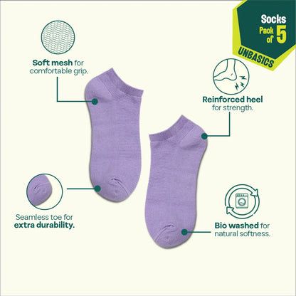 Lazy Maze! Unisex Socks, 100% Organic Cotton, Ankle Length, Pack of 5