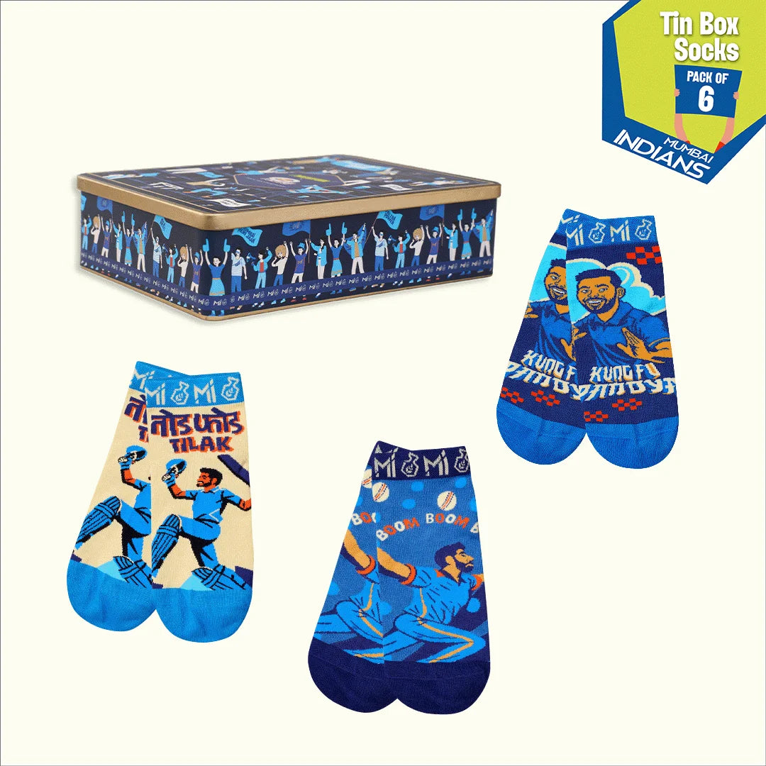 Paltan Cha Ghar! Tin Gift Box, 6 Unisex Ankle Length Socks, 100% Bamboo, Box of 6