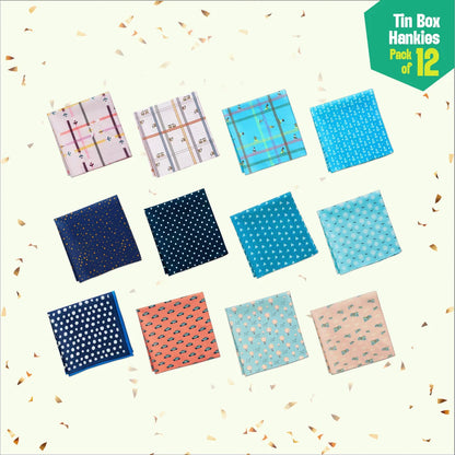 Dress Code! Tin Gift Box, Unisex Hankies, 100% Organic Cotton, Box Of 12