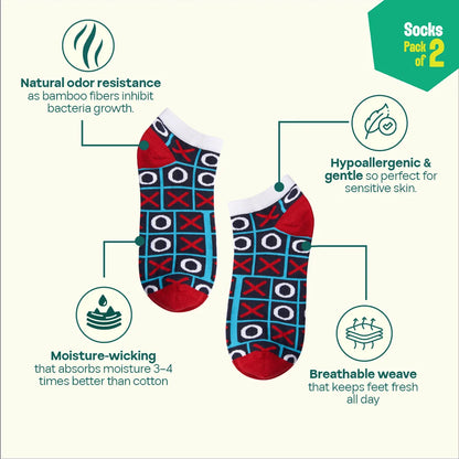 Tomatino! Unisex Socks, 100% Bamboo Made, Ankle Length, Pack of 2