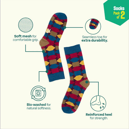 Shape Chiller! Unisex Socks, 100% Organic Cotton, Crew Length, Pack of 2