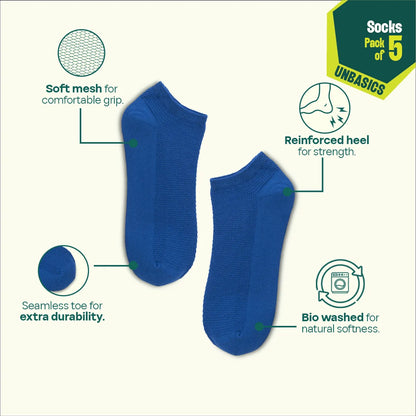 Color Me Cray! Unisex Socks, 100% Organic Cotton, Ankle Length, Pack of 5