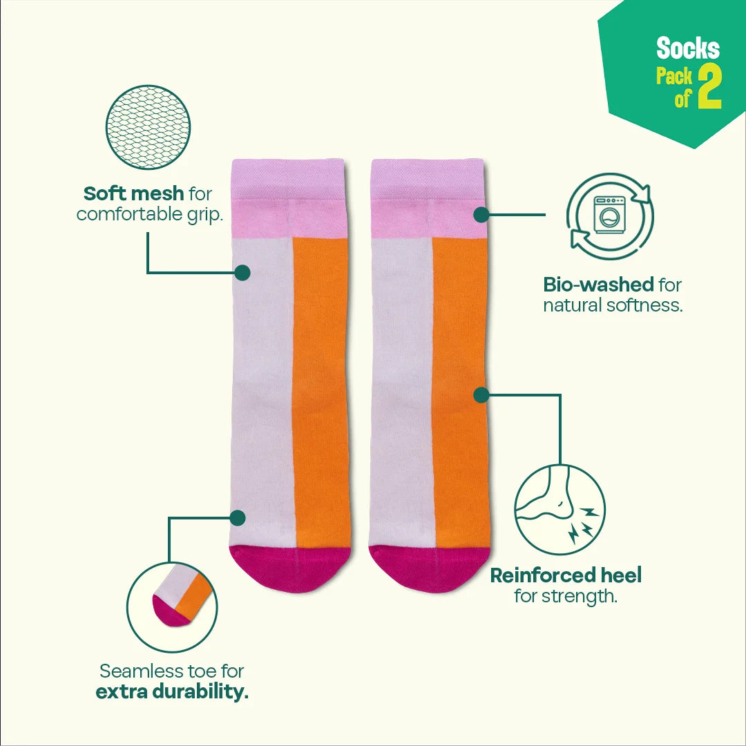 Paint The Town Orange! Unisex Socks, 100% Organic Cotton, Crew Length, Pack of 2