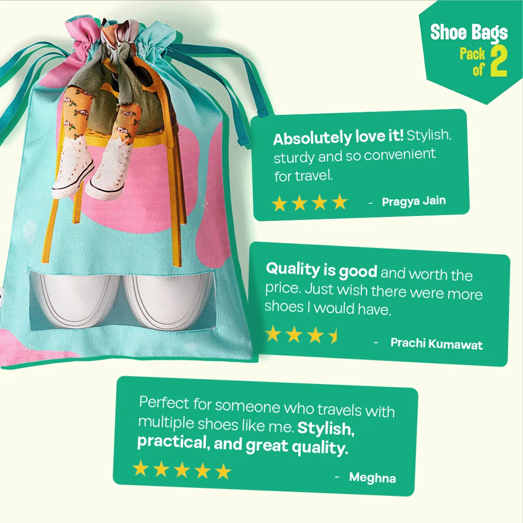 Keep It Casual! Shoe Bags, 100% Organic Cotton, Pack of 2