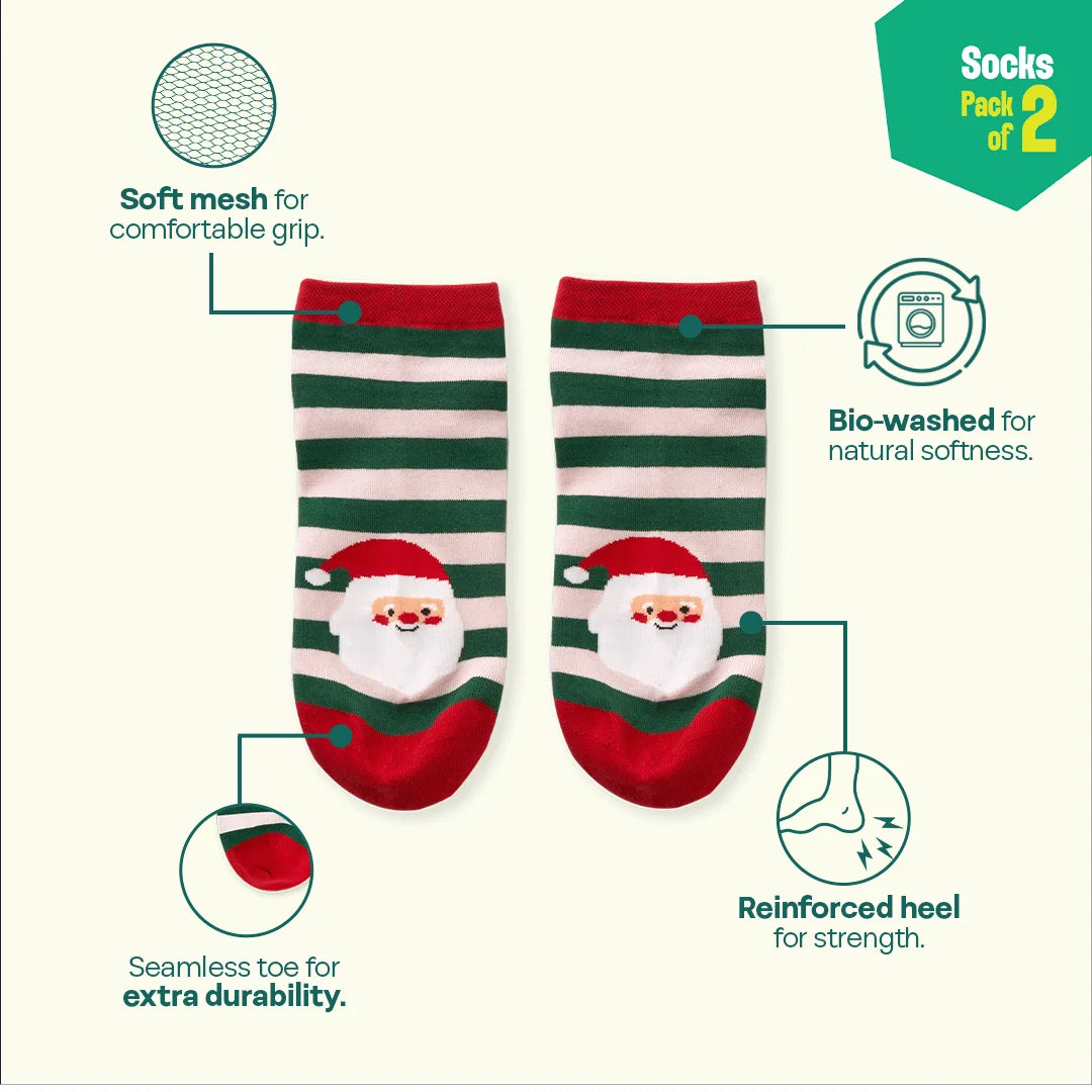 Snow Much Fun! Unisex Socks, 100% Organic Cotton, Ankle Length, Pack of 2