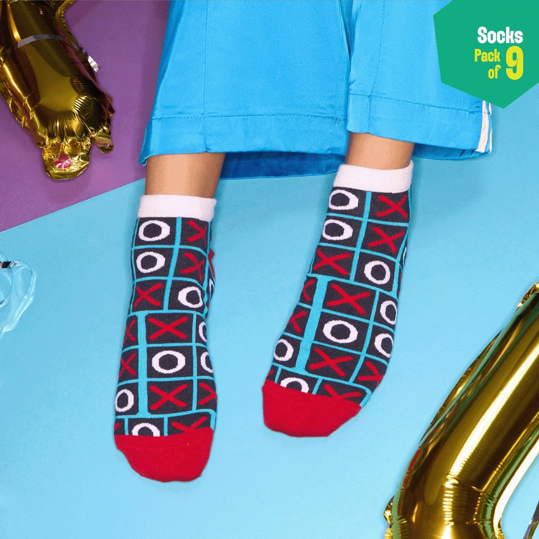Flex Mode! Unisex Socks, 100% Bamboo, Ankle Length, Pack of 9