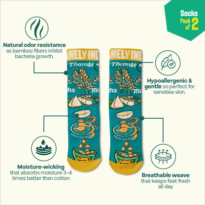 Madras muse! Unisex Socks, 100% Bamboo Made, Crew Length, Pack of 2