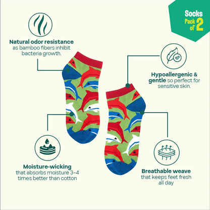 Aqua-world! Unisex Socks, 100% Bamboo, Ankle Length, Pack of 2