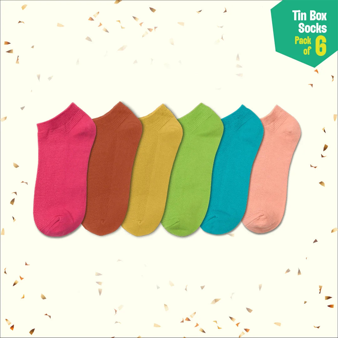 Glitterin'! Tin Gift Box, Unisex Ankle Length, 100% Organic Cotton, Box Of 06