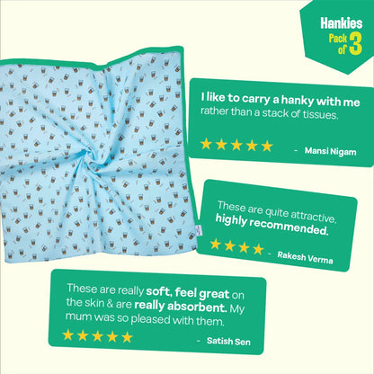 Happy High! Unisex Hankies, 100% Organic Cotton, Pack of 3
