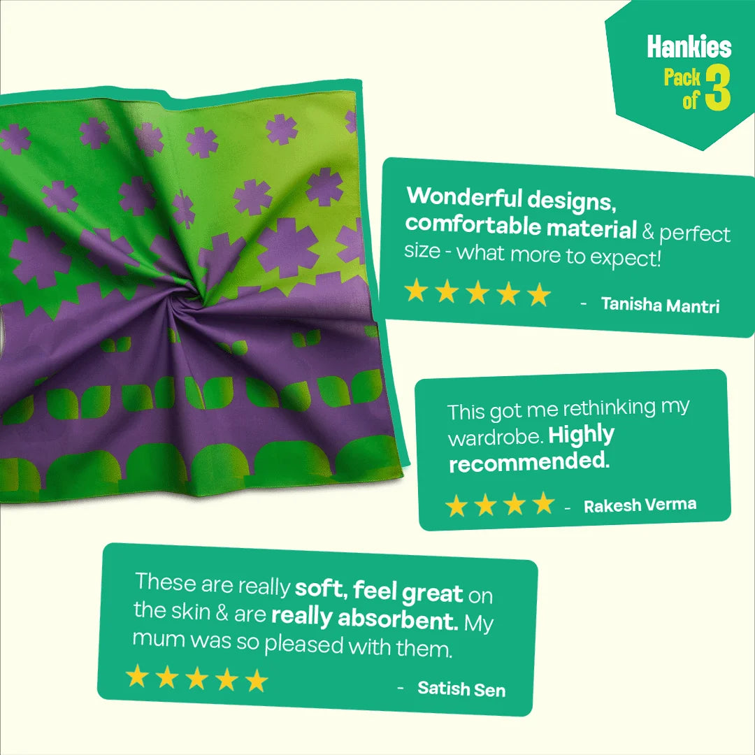 Law Of Abstract! Unisex Hankies, 100% Organic Cotton, Pack of 3