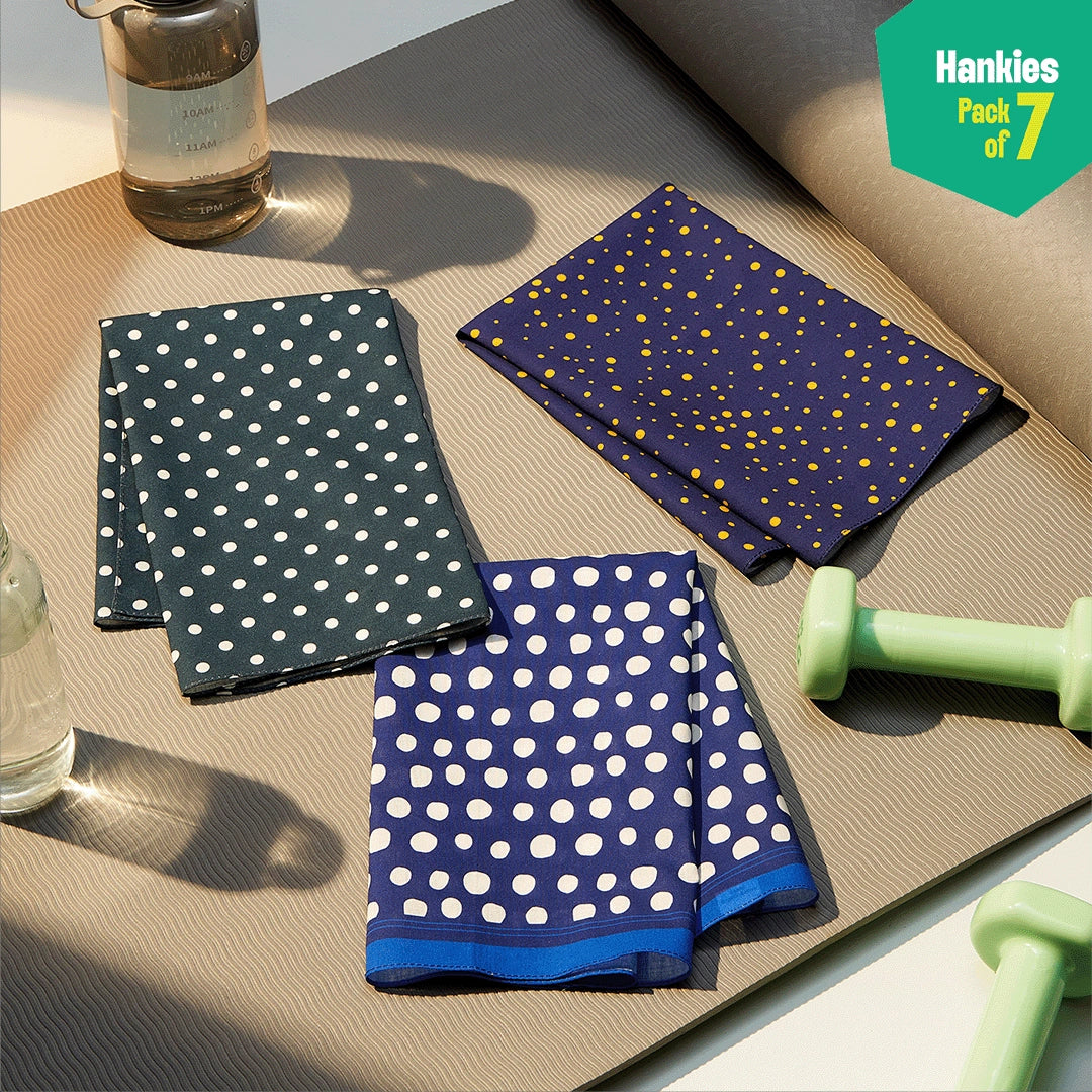 Style O'Clock! Unisex Hankies, 100% Organic Cotton, Pack of 7