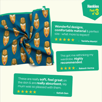 TKO! Tribal Knockout! Unisex Hankies, 100% Organic Cotton, Pack of 3