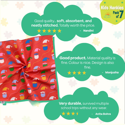 Xmas Groove! Unisex Kid's Hankies, 100% Organic Cotton, Pack of 7