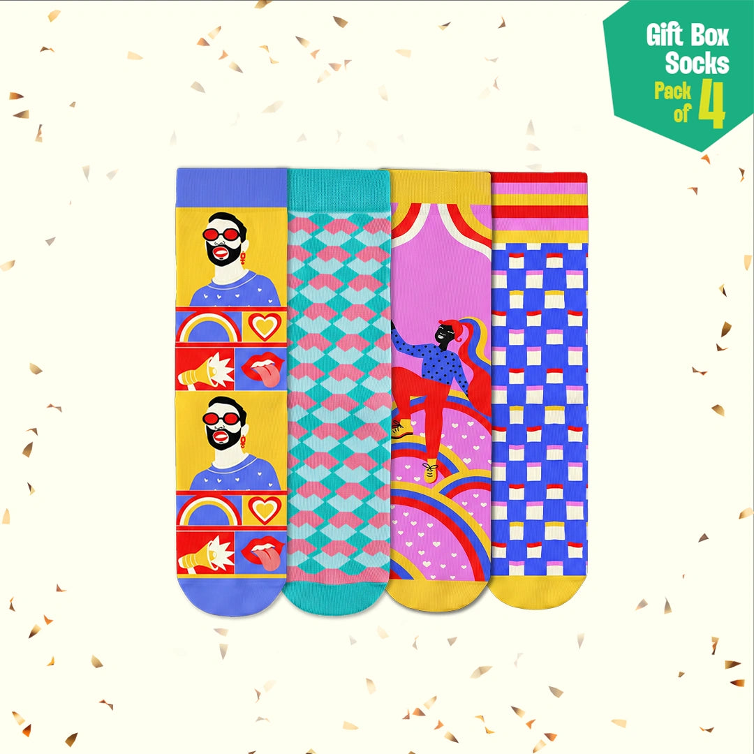 Love Is Love! Unisex Crew Length Socks, 100% Organic Cotton, Gift Box of 4