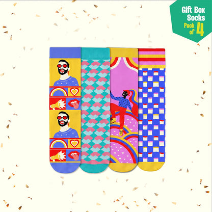 Love Is Love! Unisex Crew Length Socks, 100% Organic Cotton, Gift Box of 4