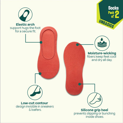 Electrified! Unisex Socks, 100% Organic Cotton, No Show, Pack of 2