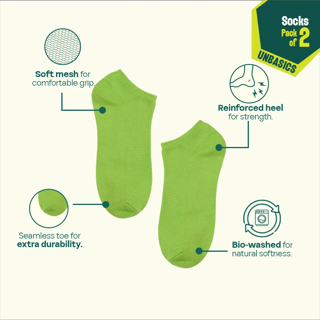 Greeni-fic! Unisex Socks, 100% Organic Cotton, Ankle Length, Pack of 2