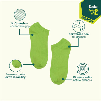 Greeni-fic! Unisex Socks, 100% Organic Cotton, Ankle Length, Pack of 2
