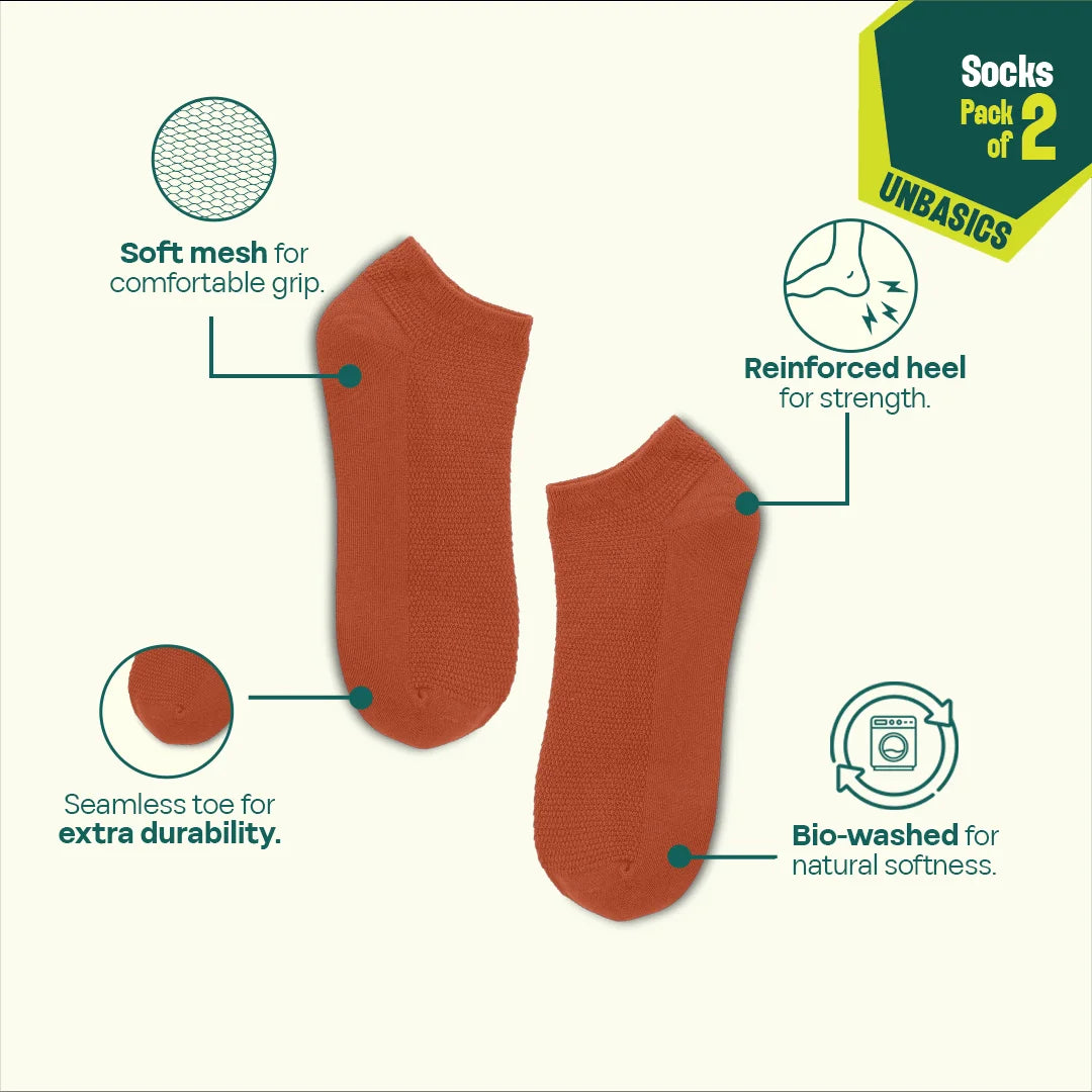 Dawn! Unisex Socks, 100% Organic Cotton, Ankle Length, Pack of 2