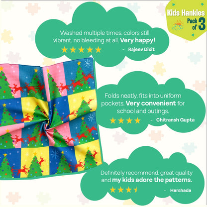 Sant-astic! Unisex Kid's Hankies, 100% Organic Cotton, Pack of 3