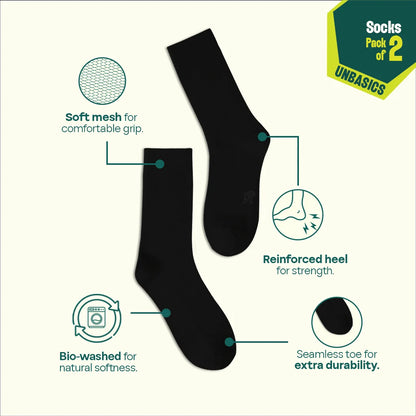 Black Spade! Unisex Socks, 100% Organic Cotton, Crew Length, Pack of 2