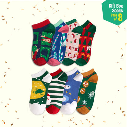 Frostbite! Unisex Ankle Length Socks, 100% Organic Cotton, Gift Box of 8
