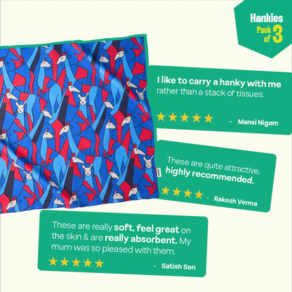 Spotted! Large Unisex Hankies, 100% Organic Cotton, Pack of 3