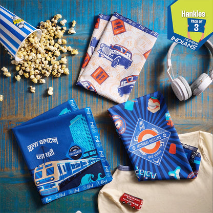 Mumbai Meri Jaan! 100% Organic Cotton, Unisex Hankies, Pack of 3