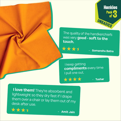 Color Shot! Unisex Hankies, 100% Organic Cotton, Pack of 3