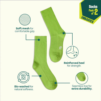 Green-ific! Unisex Socks, 100% Organic Cotton, Crew Length, Pack of 2